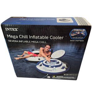 Intex Mega Chill Inflatable Cooler With Cup Holders & Grab Handles For River & P